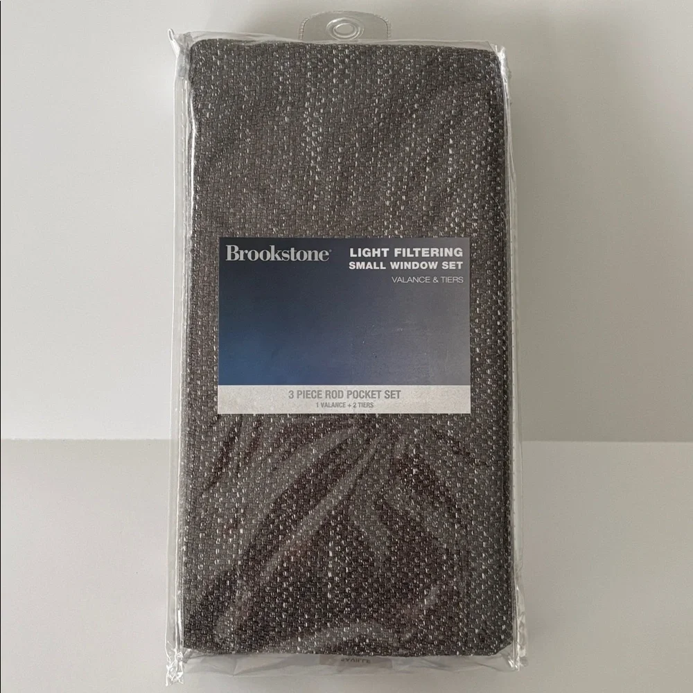 Brookstone Saville Charcoal Light Filtering Valance & Tiers Curtain Set